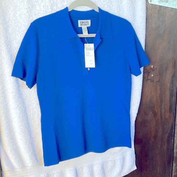 Chico’s Design Apparel Racquet Short Sleeve Tee Keegan Blue; NWT; M/8 - Picture 1 of 12